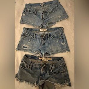 ABERCROMBIE AND FITCH bundle of 3 pairs of sz 4 jean shorts